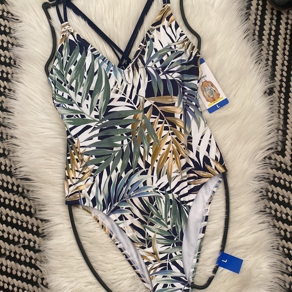 NWT Hurley women’s one piece palm print swimsuit - Picture 4 of 10